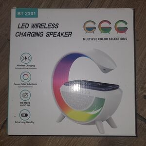 BT 2301 LED Wireless Charging Speaker - White